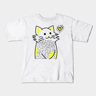 Cats Brighten Up My Heart (Yellow) Kids T-Shirt